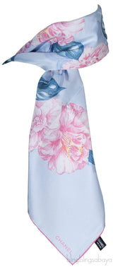 Blue Floral Square Silk Scarf