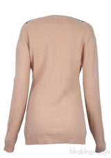 Brown Wool Sequins Knit Sweatshirt