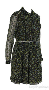 Fendi Green Embellished Long Sleeve Mini Dress M
