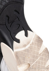 Bi-color White and Black Leather Men Sneakers