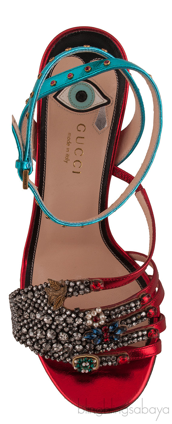 Crystal Hand Applique Emb. Sandals