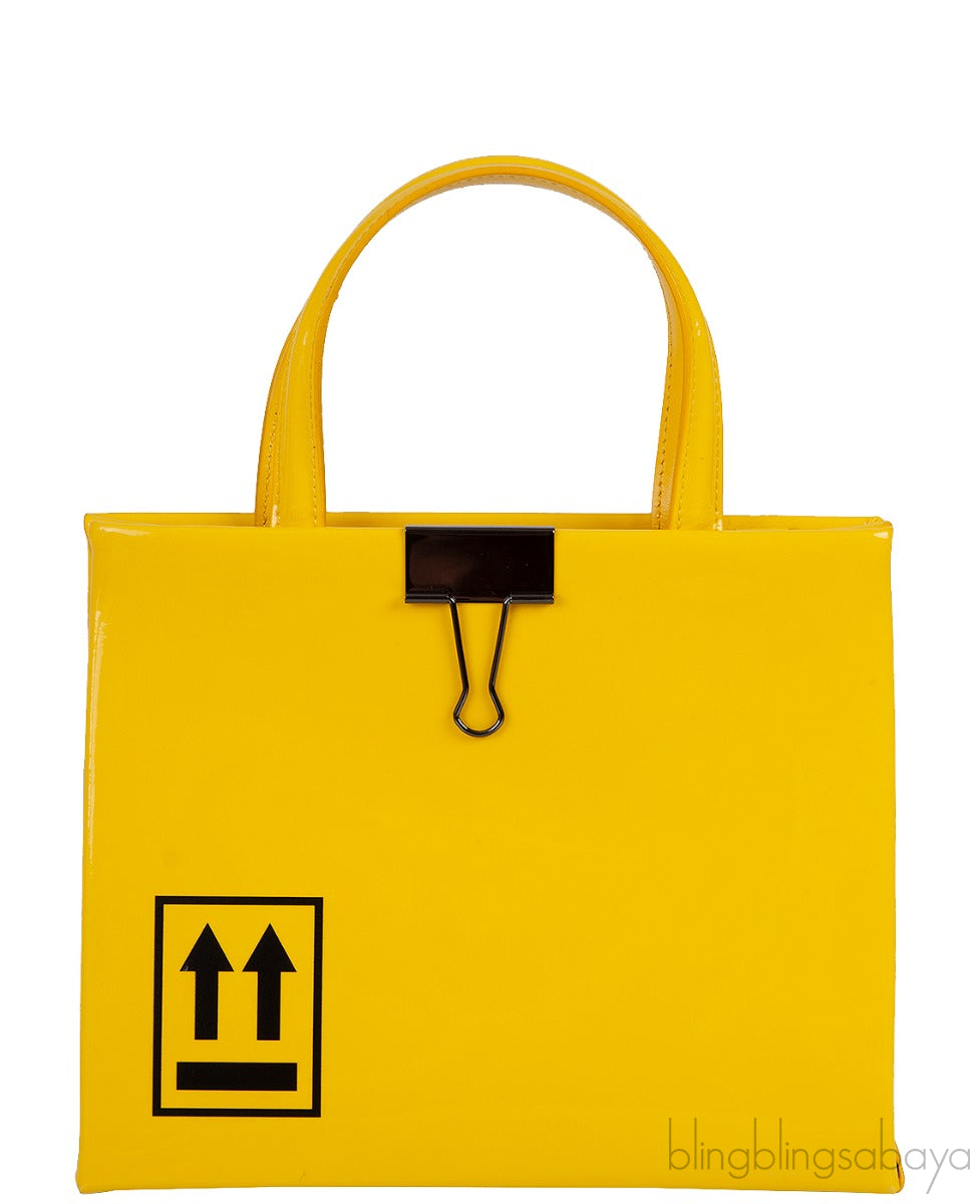 Yellow Patent Mini Box Bag