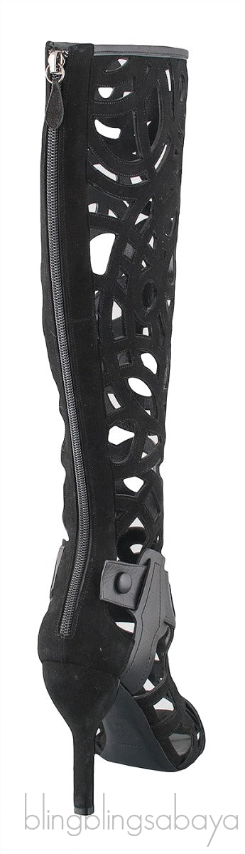 Gabo Laser-cut Suede Knee Boots