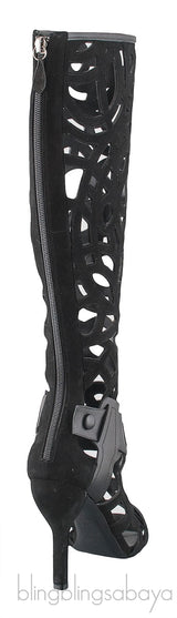 Gabo Laser-cut Suede Knee Boots