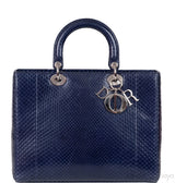 Lady Dior Large Blue Python Bag