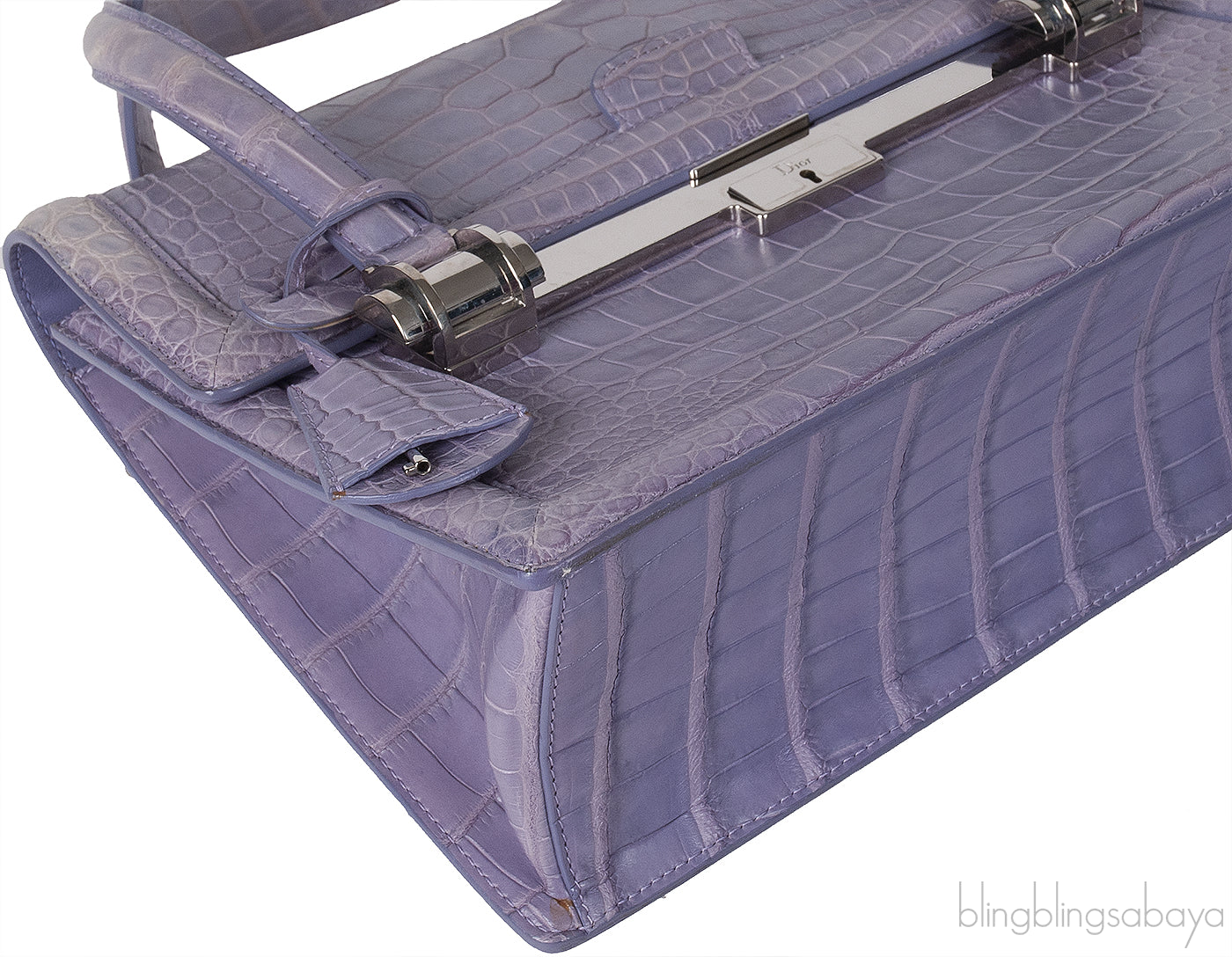 Christian Dior Mitzah Lilac  Crocodile Medium Tote