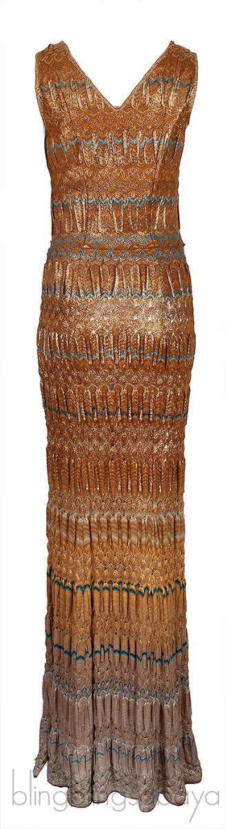 Metallic Gold Sleeveless Maxi Dress