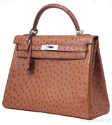 Kelly 32 Cognac Gold Ostrich