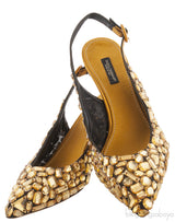 Yellow Mustard Crystal Slingback Heels