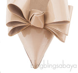 Bow Nude Patent Pump