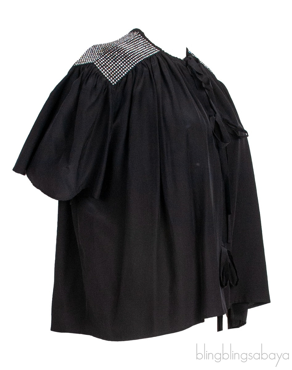 Black Shoulder Crystal Embellished Top