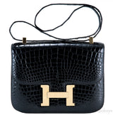 Constance Vintage Black Crocodile
