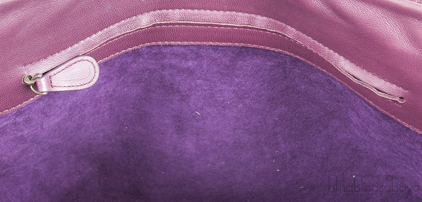 Plum Large Roma Intrecciato Leather Tote