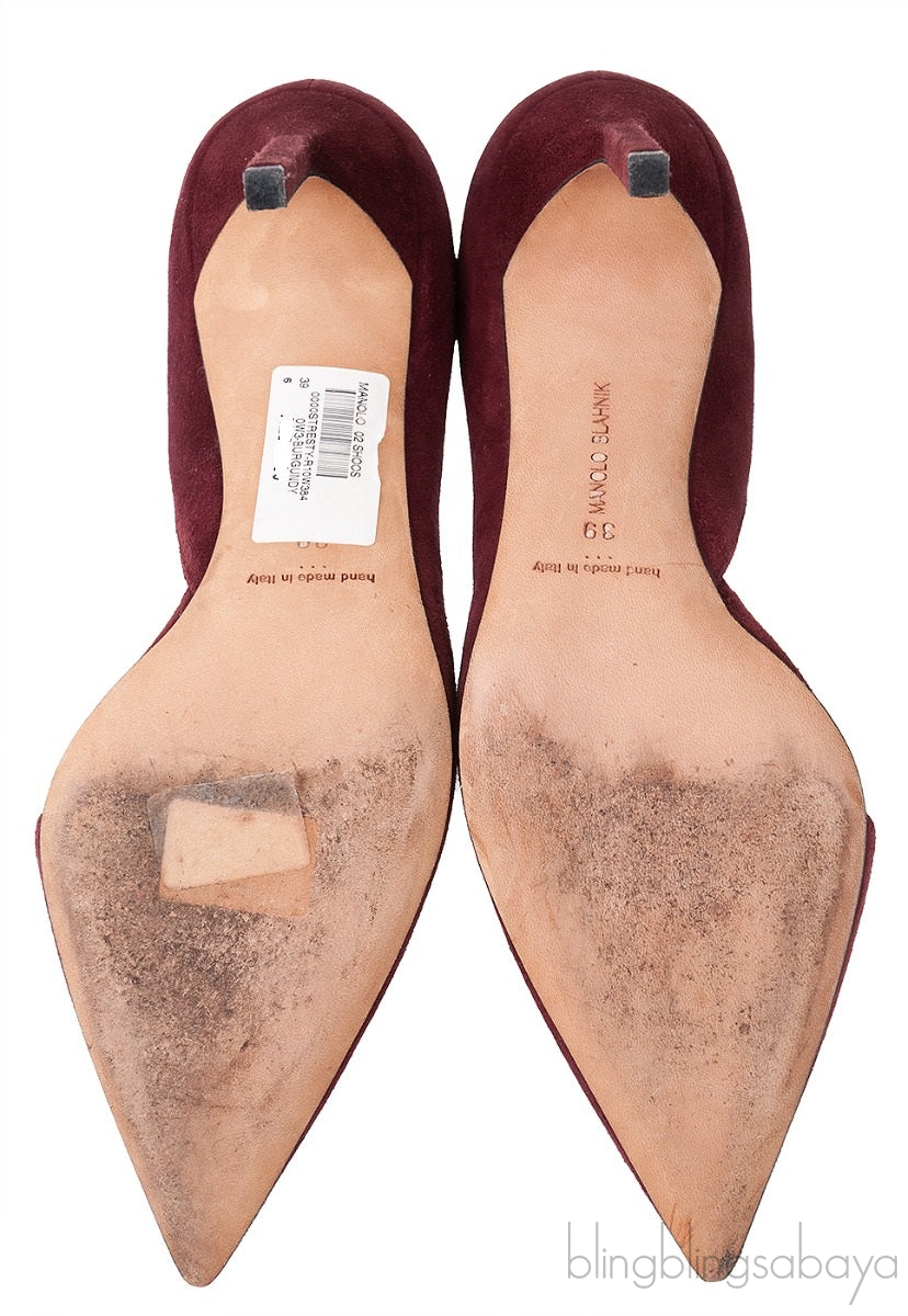 Burgundy Suede Pointed Heels