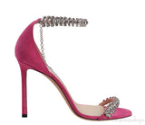 Jimmy Choo Shiloh Pink Suede Crystal Heels