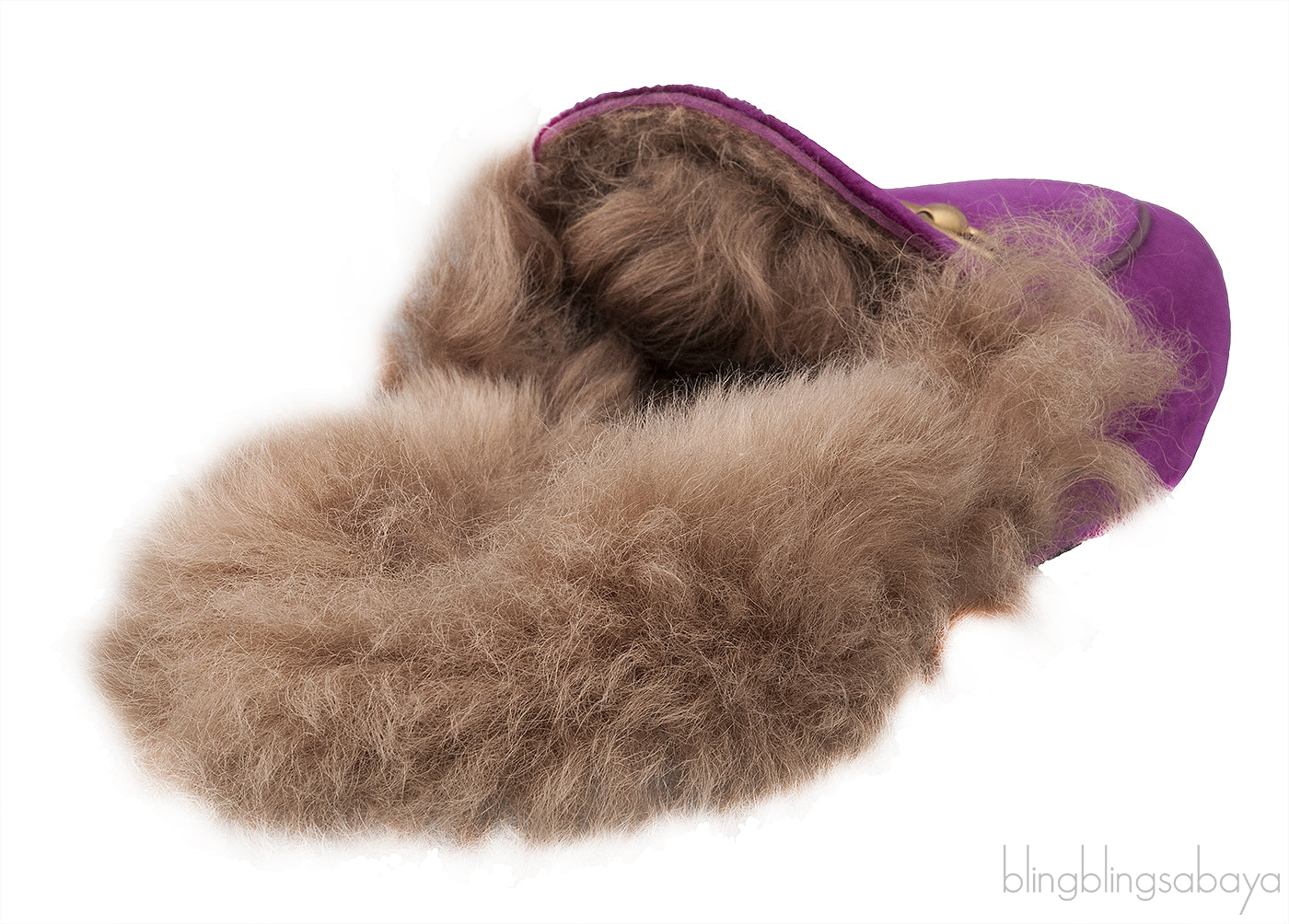 Purple Princetown Fur Slide