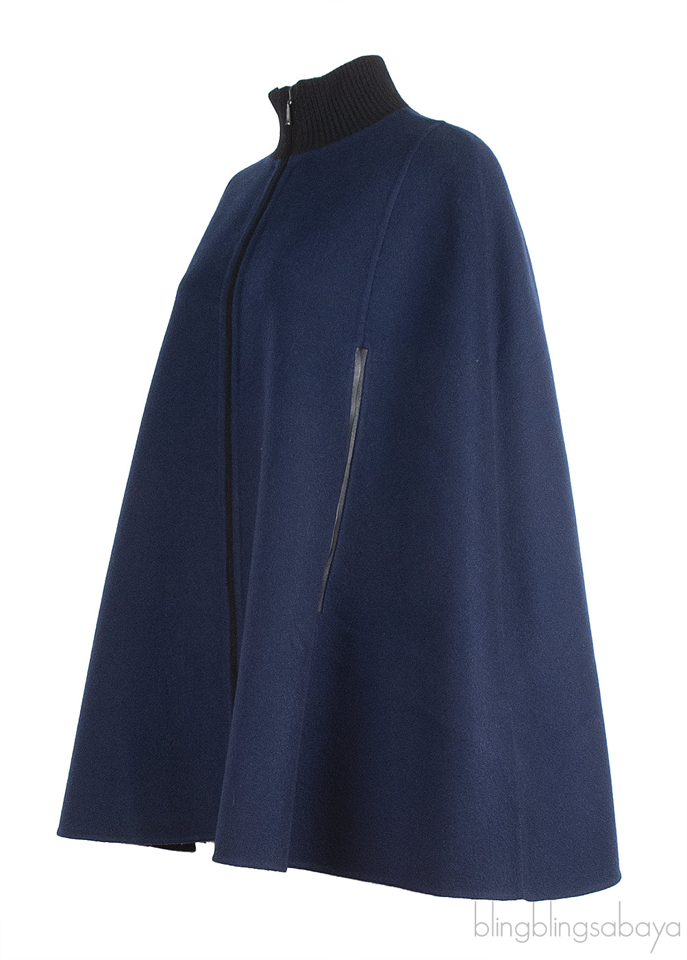 Loro Piana Black & Blue Reversible Cashmere Cape