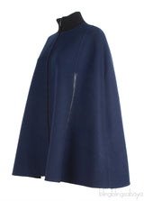 Loro Piana Black & Blue Reversible Cashmere Cape