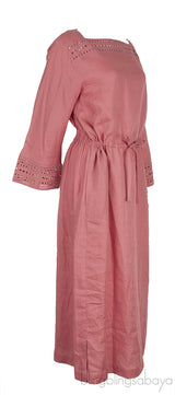 Norlia Pink Linen Midi Dress