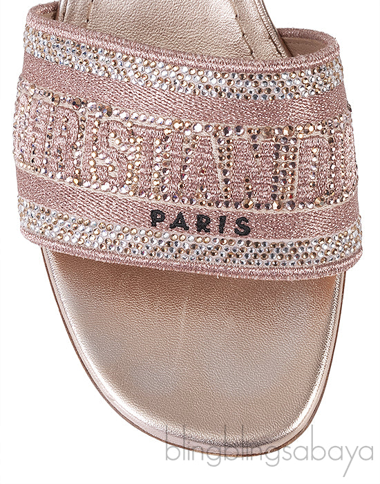 Dway Rose Gold Crystal Heeled Slide