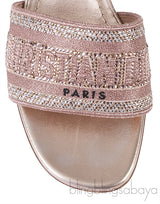 Dway Rose Gold Crystal Heeled Slide