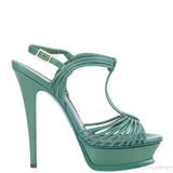 Yves Saint Laurent Green Strappy Slingback Sandals