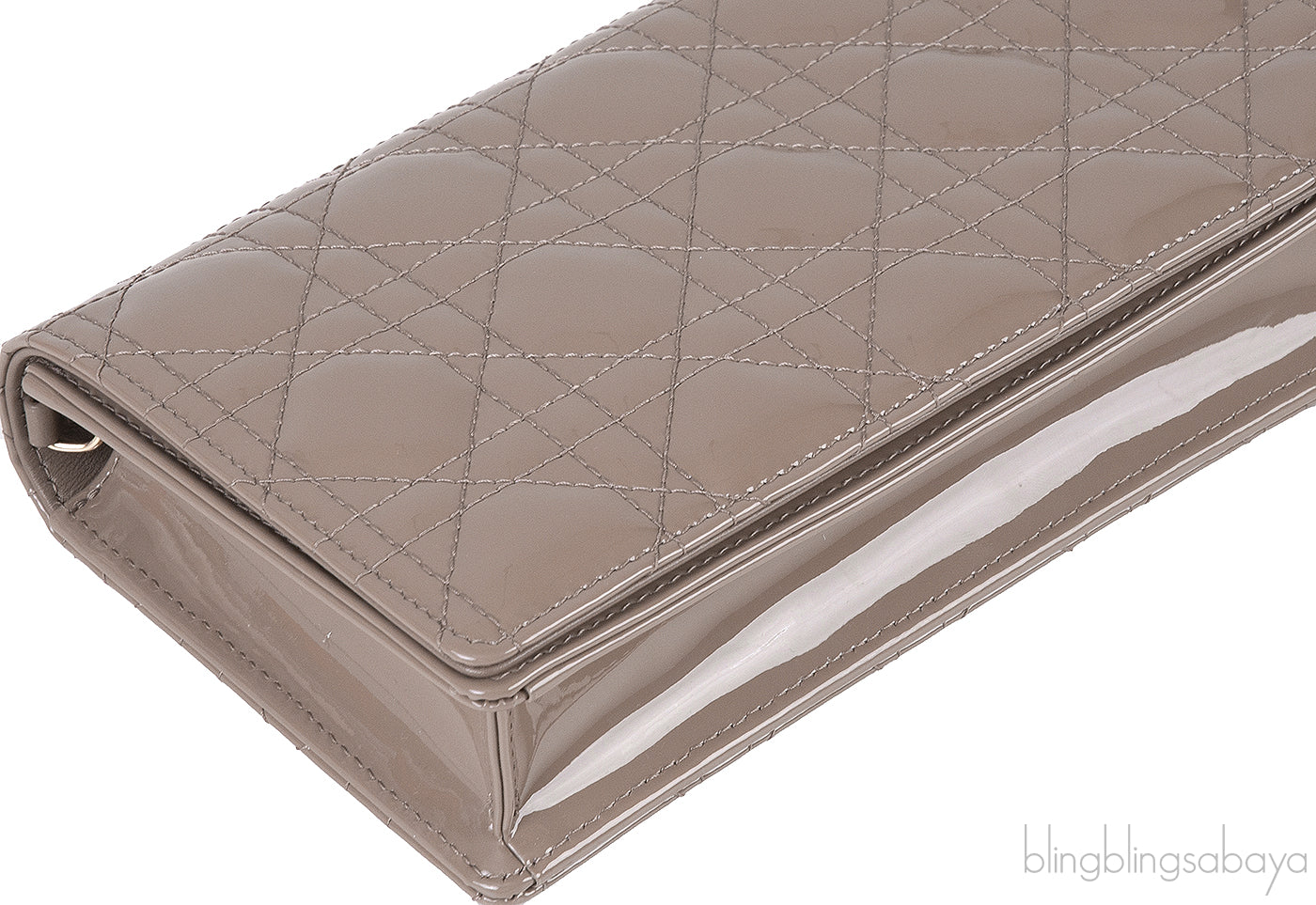 Lady Dior Pouch Warm Taupe Patent Cannage