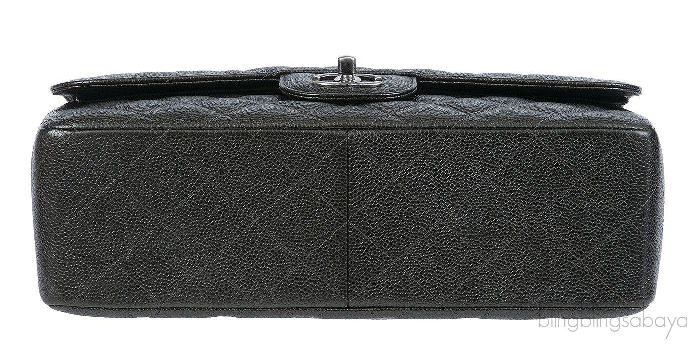 Chanel Charcoal Grey Caviar Jumbo Flap Bag