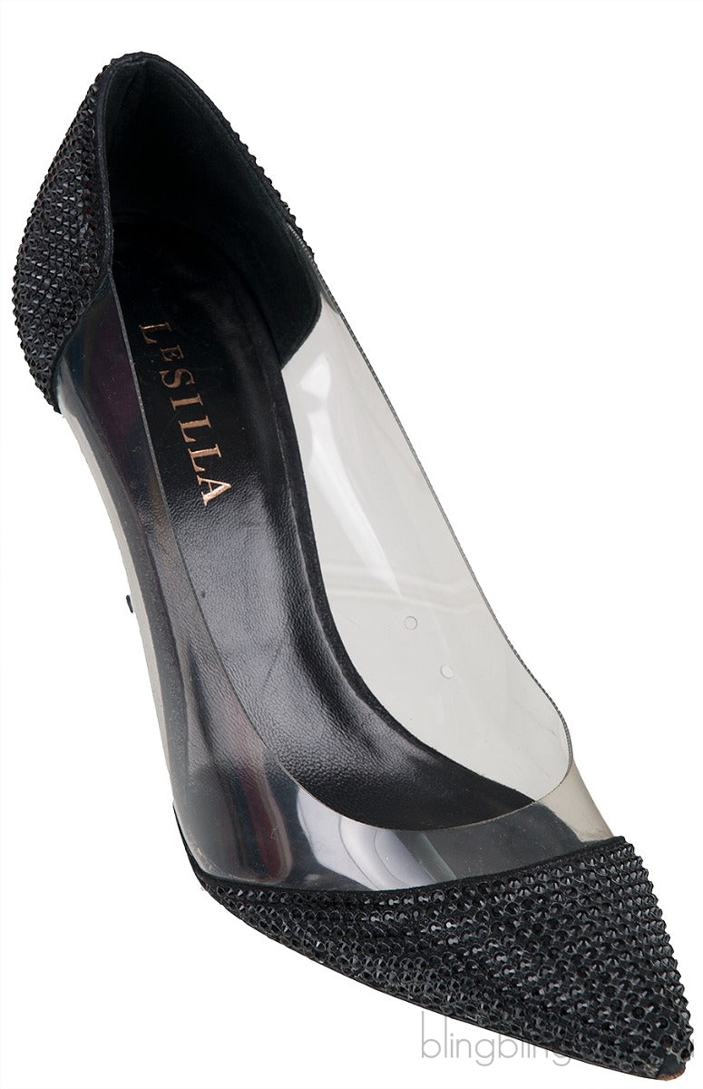 Black Crystal PVC Heels