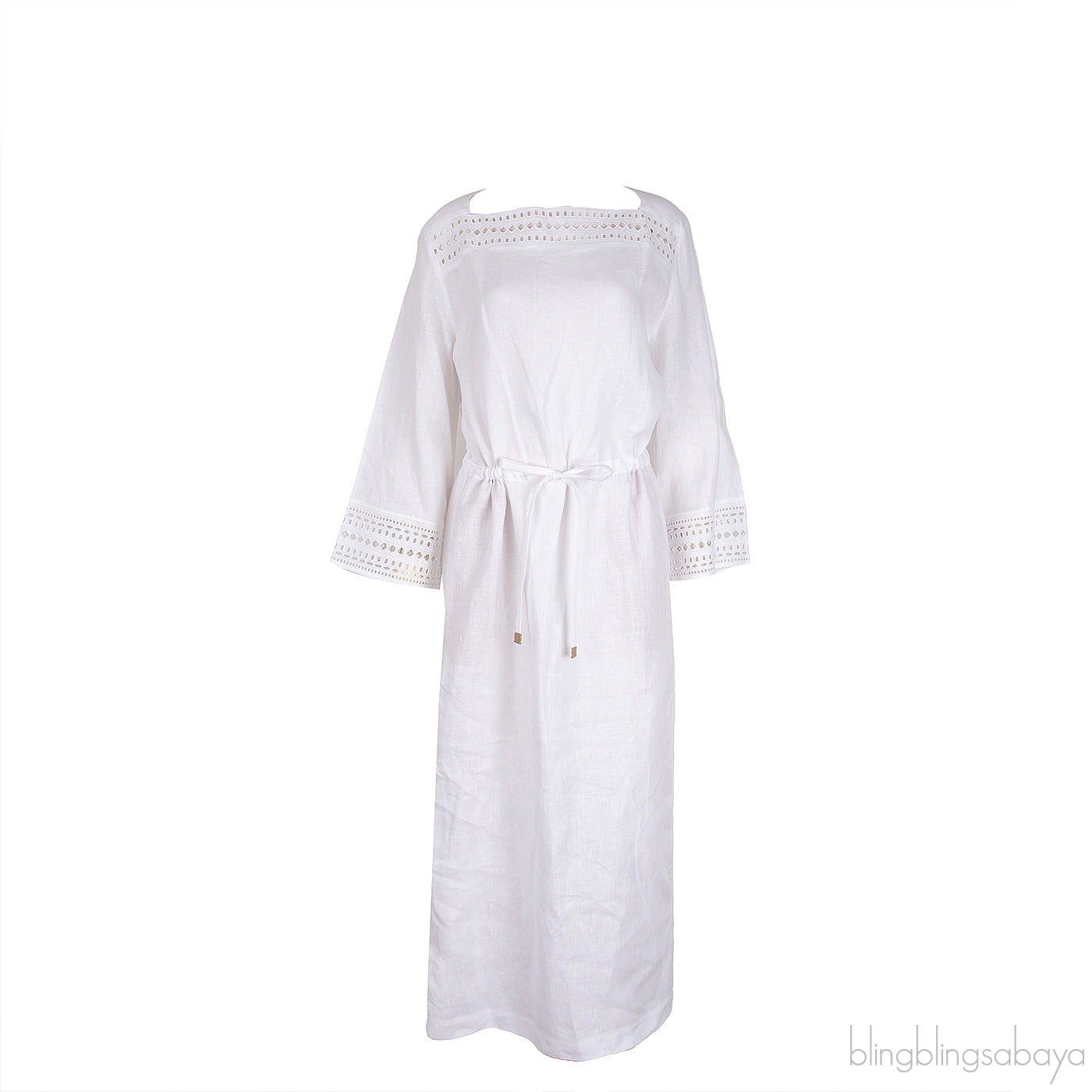 Norlia White Linen Midi Dress