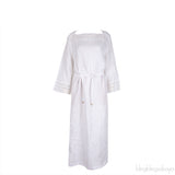 Norlia White Linen Midi Dress