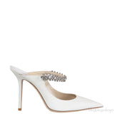 Jimmy Choo Bing White Glittery Crystal Embellished Mule 38