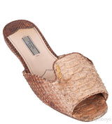 Brown Python Open Toe Slide Sandals 38