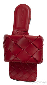 Bottega Veneta Intrecciato Lido Flat Sandals Red
