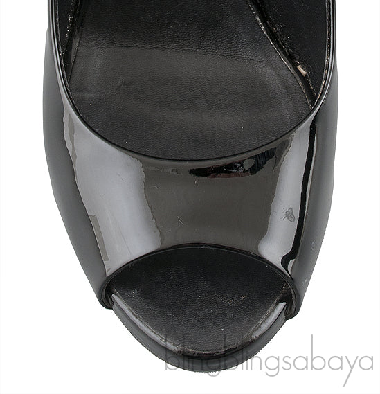 Patent Black Peep Toe Heels