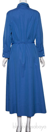 Blue Cotton Belted Dress