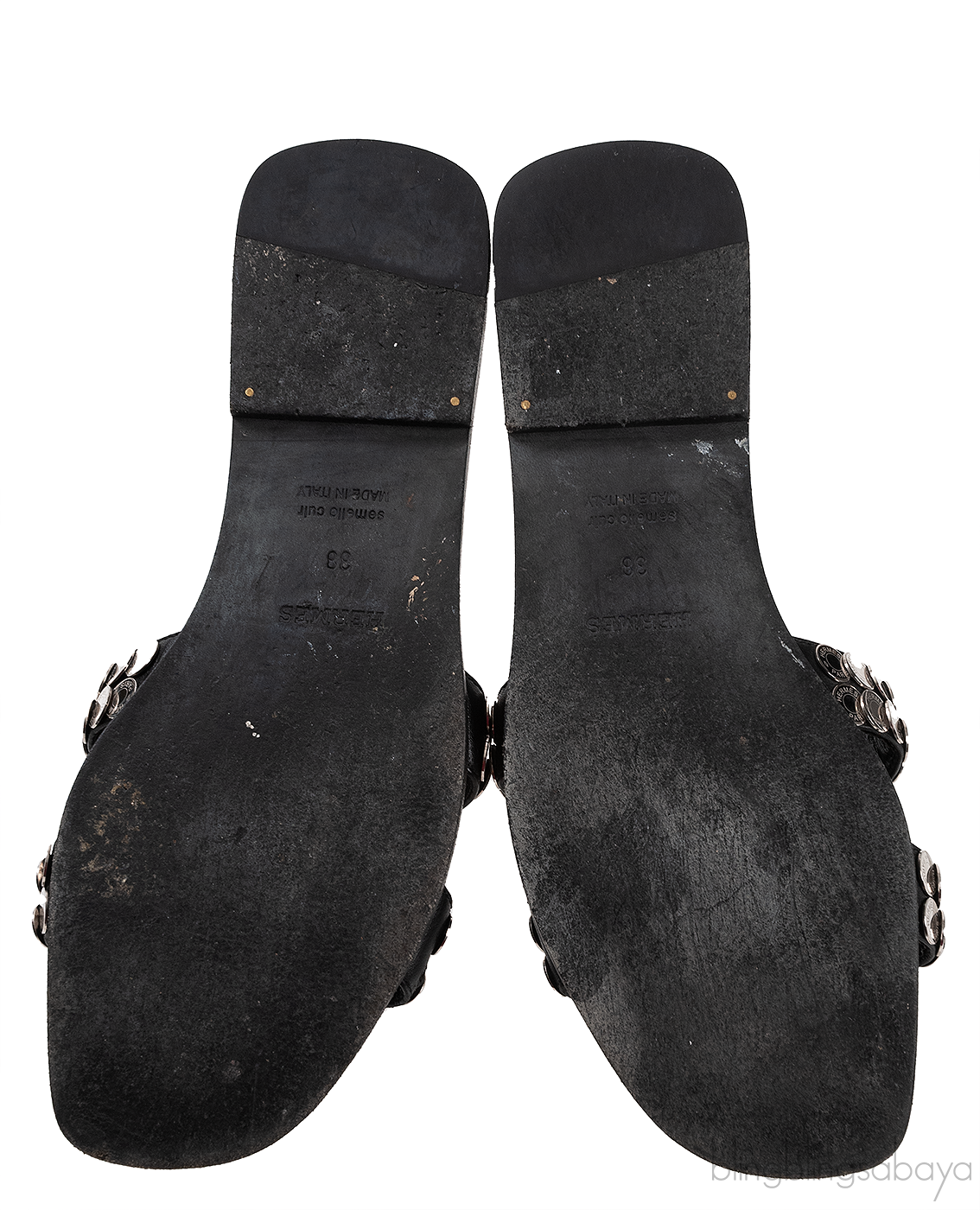 Hermes Oran Black \"Clou de Selle\" Sandals