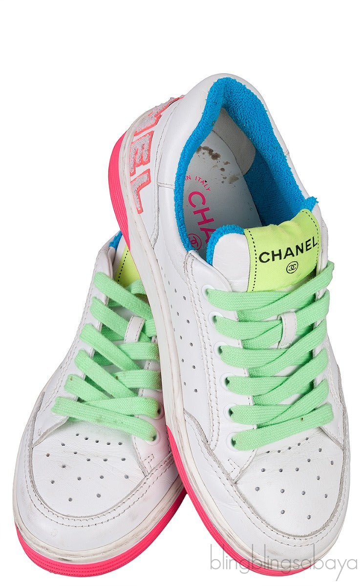 White Neon Multicolor Sneakers