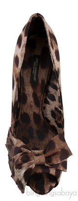 Leopard Bow Peep Toe Heels