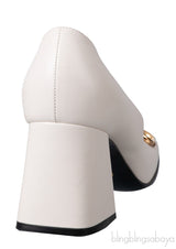 Off-white Horsebit Mid-Heel Pump