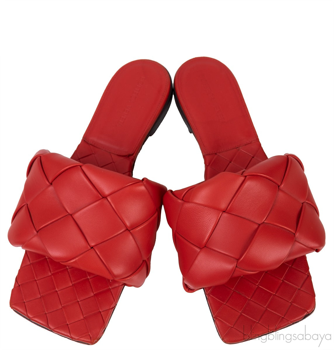 Bottega Veneta Intrecciato Lido Flat Sandals Red