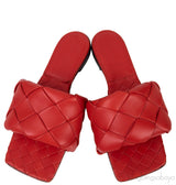 Bottega Veneta Intrecciato Lido Flat Sandals Red