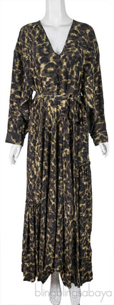 Leopard Print Dark Green Dress
