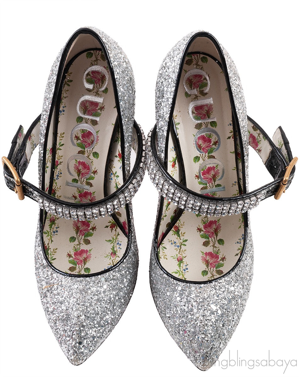 Sylvie Silver Crystal Glitter Heels