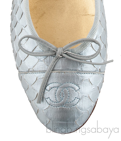 Silver Python Ballet Flat