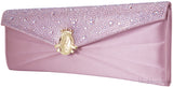 Leo Rose Purple Velvet Strass Clutch*