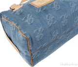 Chopard Blue Denim Distressed Logo Shoulder Bag