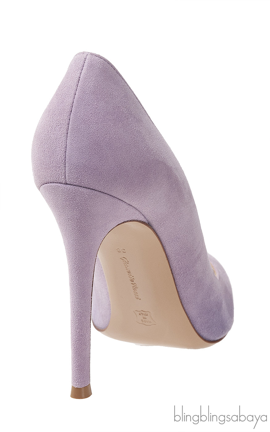 Lilac Suede Pointed Toe Heels