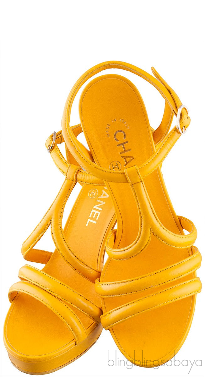 Parthenon Grecian Gladiator Column Heels Yellow