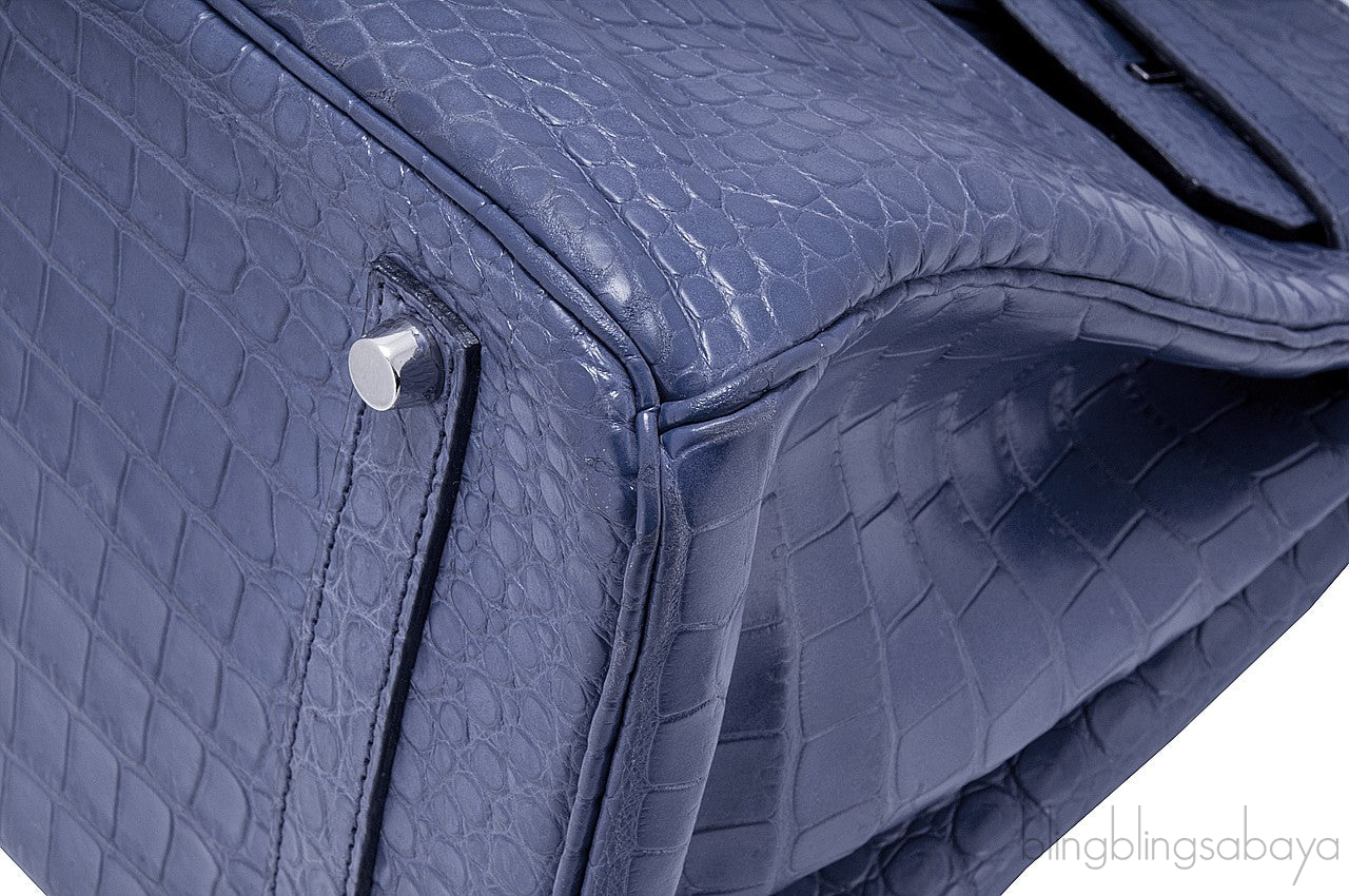 Birkin 35 Brighton Blue Matte Porosus